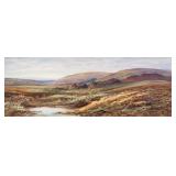 British Gouache Landscape on Board Signed