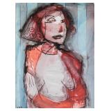 Bela Kadar Hungarian Cubist Mixed Media Portrait