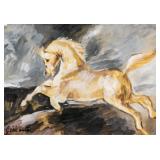 French Realist Gouache After Gericault Signed