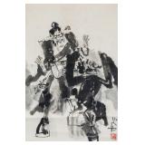 Chinese Watercolor Zhong Kui Roll Artist Signed