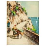 Signed Watercolor Paper Landscape Painting