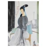 Lin Fengmian 1900-1991 Chinese Watercolor Woman
