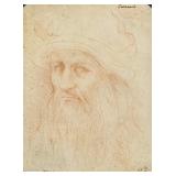 Signed Leonardo Italian Self Portrait Sketch
