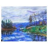 Signed Sisley French Impressionist Pastel on Paper