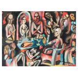 Pavel Filonov Russian Naive Art Gouache on Paper