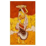 Indian Pigment on Fabric Painting Portrait