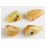 Four White Milky Amber Pebble Boulder Stones