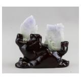 Chinese Two Lavender Jadeite Fish Plaques