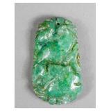 Burma Green Jade Dragon Lingzhi Fungus Pendant