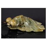 Chinese Fine Carved Green Jadeite Gold Fish