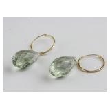 14kt Gold Green Amethyst Earrings RV $1000