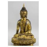 Chinese Ming Style Gilt Bronze Shakyamuni Buddha