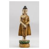Old Thai Wood Carved Shakyamuni Buddha Statue