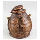 Chinese Bamboo Carved Double Fish Pot