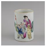 China Famille Rose Gilt Porcelain Brushpot Tongzhi