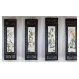 Chinese Porcelain Painting Plaque Set Wang Qi 4 PC