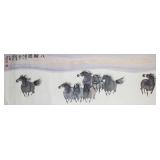Zhang Shifeng Chinese Modern Watercolor 8 Horses