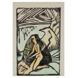 Erich Heckel German Expressionist Woodcut on Paper