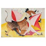 Oscar Dominguez Spanish Surrealist Gouache Paper