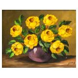 Oil on Board Still Life Flowers Signed J. SMID