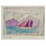 Lyonel Feininger German Expressionist Sign Linocut