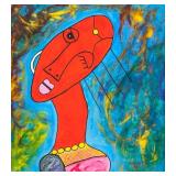 Ongere Elisha Kenyan Modernist Oil on Canvas