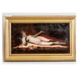 Oil on Canvas Reclining Nude Framed P. Fanbech
