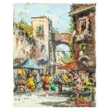 Oil on Board "G. Farari" Scene