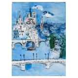 Jean Dufy French Art Deco Watercolor on Paper
