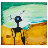 American Surrealist Oil on Canvas Signed Illegibly