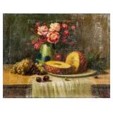 19th Century Oil on Canvas Still Life Flowers