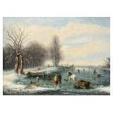 Signed Keenig Oil on Board Dutch Landscape 1840