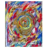 American Gold & Crayon Abstract Painting Framed
