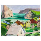 American Modernist Landscape Gouache Paper Signed