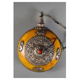 Chinese Silver Lined Yellow Snuff Bottle