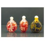 3 Pieces Chinese Peking Glazed Snuff Bottles