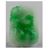 Chinese Green Hardstone Kirin Pendant