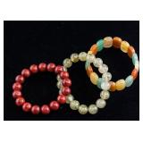 3 Assorted Chinese Hardstone Bracelets