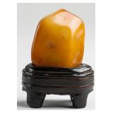 Chinese Tianhuang Boulder with Wood Carved Stand