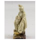 Chinese Shoushan Stone Carved Woman Statue