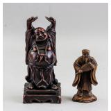 2PC Chinese Happy Buddha & Tudigong Statues