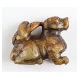 Chinese Archaistic Brown Jade Carved Dog Pendant