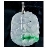 Burma Fine Apple Green Jadeite Carved Pendant