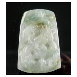 Burma Green Jadeite Carved Dragon Pendant