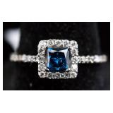 0.64ct Blue & 0.30ct White Diamond Ring CRV $5100
