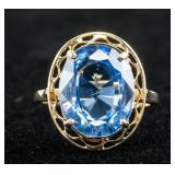 10.70 Ct Oval Cut Sapphire 14K Gold Ring