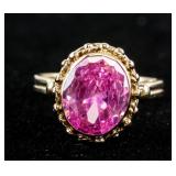 5.8 Ct Pink Zircon 14K Gold Ring