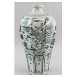 Chinese Blue and White Hexagonal Meiping Vase