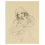 Alphonse Mucha Czech Art Nouveau Pencil on Paper