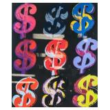 Andy Warhol US Pop Signed Litho $9 on Black 6/25